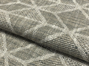 1 1/3 Yd Designer Grey White Taupe Geometric Abstract Linen Viscose Upholstery Fabric