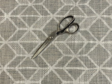 Load image into Gallery viewer, 1 1/3 Yd Designer Grey White Taupe Geometric Abstract Linen Viscose Upholstery Fabric