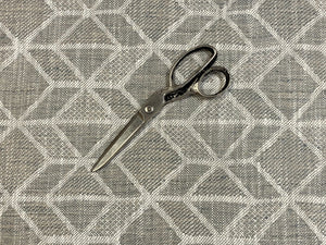 1 1/3 Yd Designer Grey White Taupe Geometric Abstract Linen Viscose Upholstery Fabric