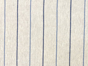 Kravet Linen Cotton Cream Navy Blue Semi Sheer Stripe Drapery Fabric