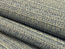 Load image into Gallery viewer, 1 1/2 Yd Designer Water &amp; Stain Resistant Navy Blue Cream MCM Mid Century Modern Tweed Upholstery Fabric