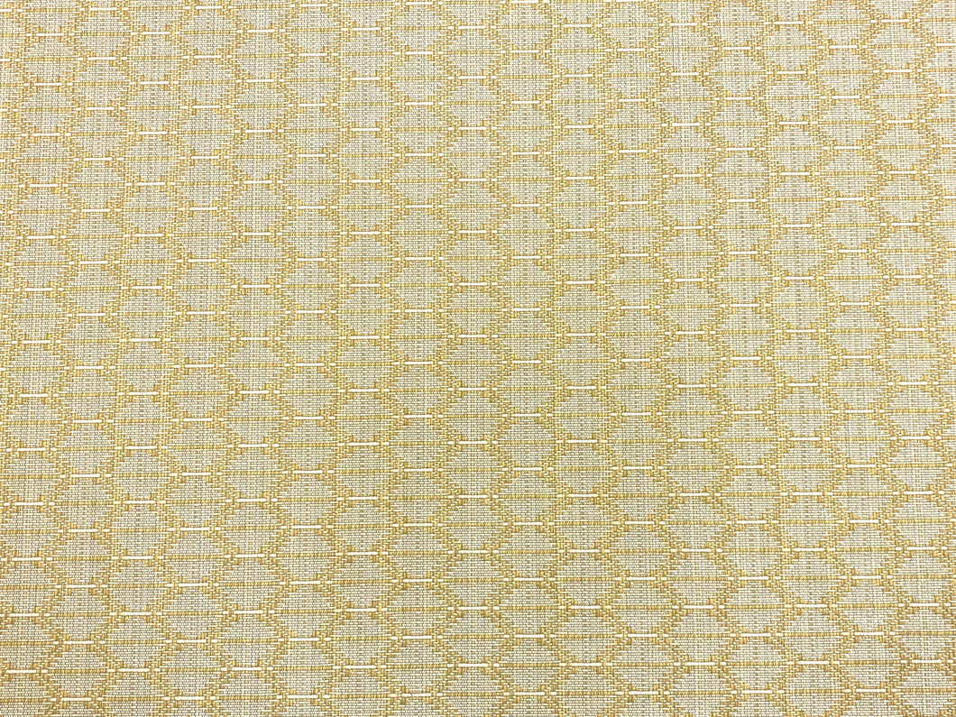 Designer Water & Stain Resistant Wheat Beige Geometric Linen Viscose Upholstery Fabric