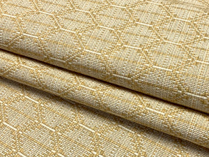 Designer Water & Stain Resistant Wheat Beige Geometric Linen Viscose Upholstery Fabric