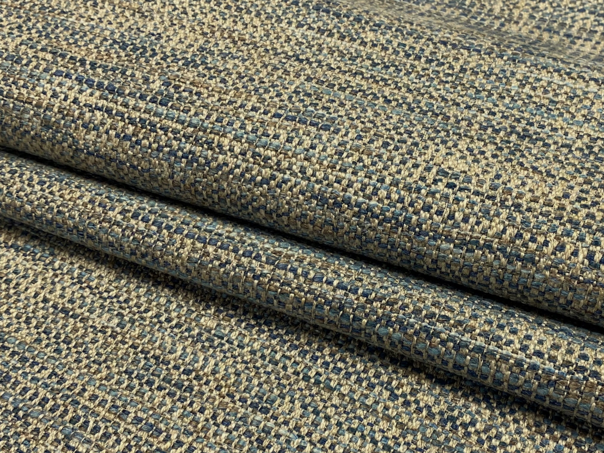 Heavy Duty Navy Blue Gray good Geek Key Art Deco Geometric Tweed MCM Mid Century Modern Upholstery Fabric CB700-366