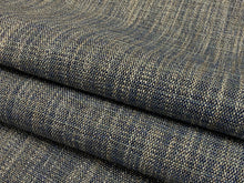Load image into Gallery viewer, Designer Navy Blue Taupe White MCM Mid Century Modern Tweed Upholstery Fabric