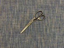 Load image into Gallery viewer, Designer Navy Blue Taupe White MCM Mid Century Modern Tweed Upholstery Fabric