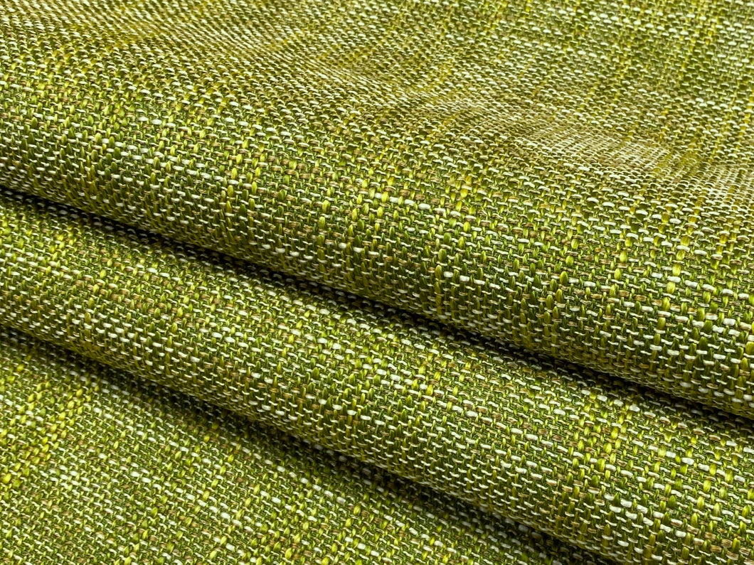 Good Lime Green Yellow Taupe Woven MCM Mid Century Modern Tweed Upholstery Drapery Fabric