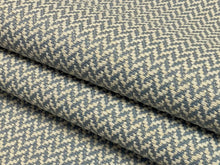Load image into Gallery viewer, 1 3/4 Yd Designer Blue Cream Herringbone Tweed Upholstery Fabric