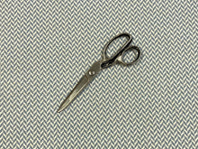 Load image into Gallery viewer, 1 3/4 Yd Designer Blue Cream Herringbone Tweed Upholstery Fabric