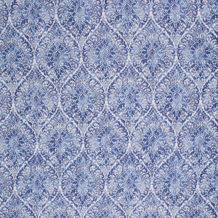 Linen Rayon Medallion Upholstery Drapery Fabric Navy Blue / Indigo RMIL1