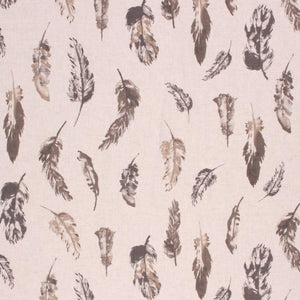 Linen Blend Feather Bird Upholstery Drapery Fabric Brown Taupe Beige / Iron