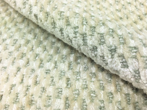 Designer Ivory Sage Green Geometric Water & Stain Resistant Upholstery Fabric