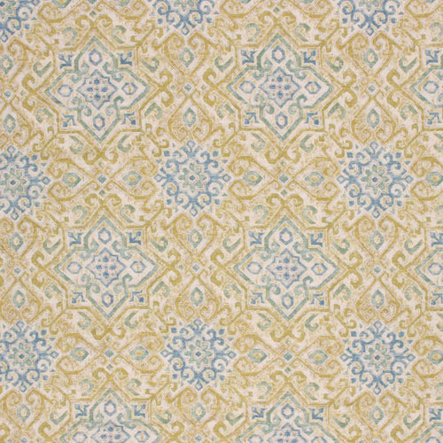 Linen Viscose Ikat Southwestern Drapery Upholstery Fabric Blue Olive / Isle Waters RMIL1