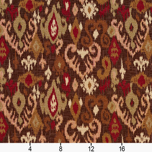 Essentials Ikat Upholstery Fabric Burgundy Brown Beige / Adobe Mirage