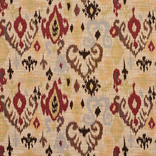 Essentials Ikat Upholstery Fabric Cream Burgundy Gray / Veranda Mirage
