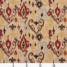 Load image into Gallery viewer, Essentials Ikat Upholstery Fabric Cream Burgundy Gray / Veranda Mirage