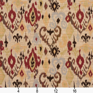 Essentials Ikat Upholstery Fabric Cream Burgundy Gray / Veranda Mirage