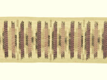 Load image into Gallery viewer, 5.25" Wide Linen Beige Lilac Purple Embroidered Drapery Tape Trim