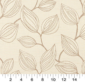 Essentials Cityscapes Ivory Brown Botanical Leaf Pattern Upholstery Fabric