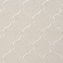 Load image into Gallery viewer, Essentials Upholstery Drapery Embroidered Trellis Geometric Fabric / Ivory