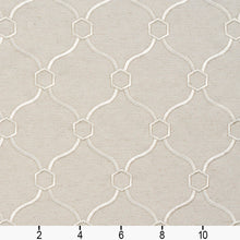 Load image into Gallery viewer, Essentials Upholstery Drapery Embroidered Trellis Geometric Fabric / Ivory