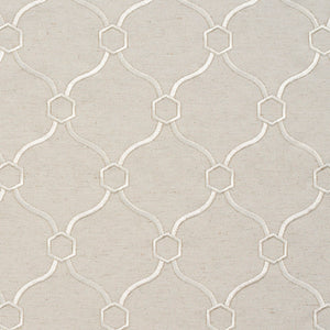 Essentials Upholstery Drapery Embroidered Trellis Geometric Fabric / Ivory