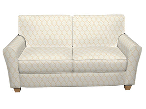 Essentials Linen Upholstery Drapery Fabric Ivory Gold Embroidered Trellis Geometric