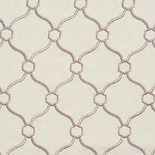 Load image into Gallery viewer, Essentials Linen Upholstery Drapery Fabric Ivory Gray Embroidered Trellis Geometric