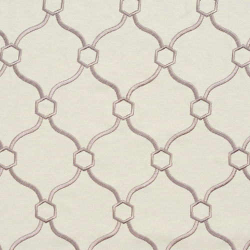 Essentials Linen Upholstery Drapery Fabric Ivory Gray Embroidered Trellis Geometric