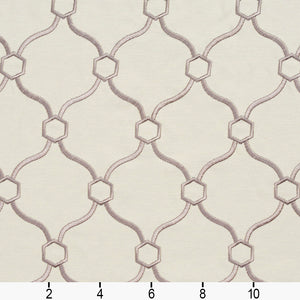 Essentials Linen Upholstery Drapery Fabric Ivory Gray Embroidered Trellis Geometric