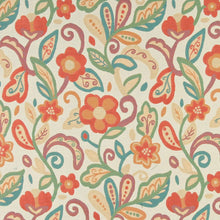Load image into Gallery viewer, Essentials Cityscapes Ivory Orange Teal Mauve Green Beige Floral Upholstery Drapery Fabric