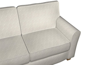 Essentials Linen Upholstery Drapery Fabric Beige White Embroidered Trellis Geometric