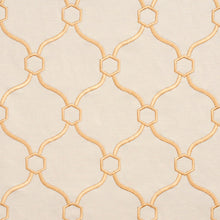 Load image into Gallery viewer, Essentials Linen Upholstery Drapery Fabric Ivory Yellow Embroidered Trellis Geometric