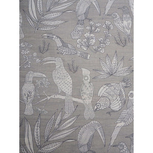 Brunschwig & Fils Silk Bird Fabric / Argento