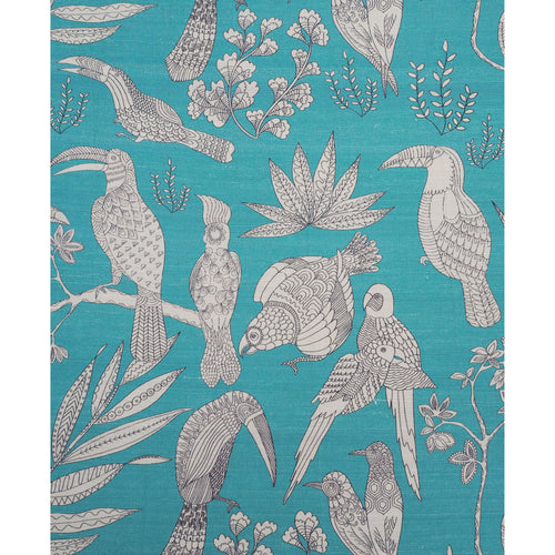 Brunschwig & Fils Silk Bird Fabric / Aqua Pura