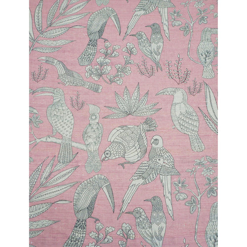 Brunschwig & Fils Silk Bird Fabric / Du Barry Pink