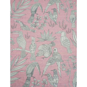 Brunschwig & Fils Silk Bird Fabric / Du Barry Pink
