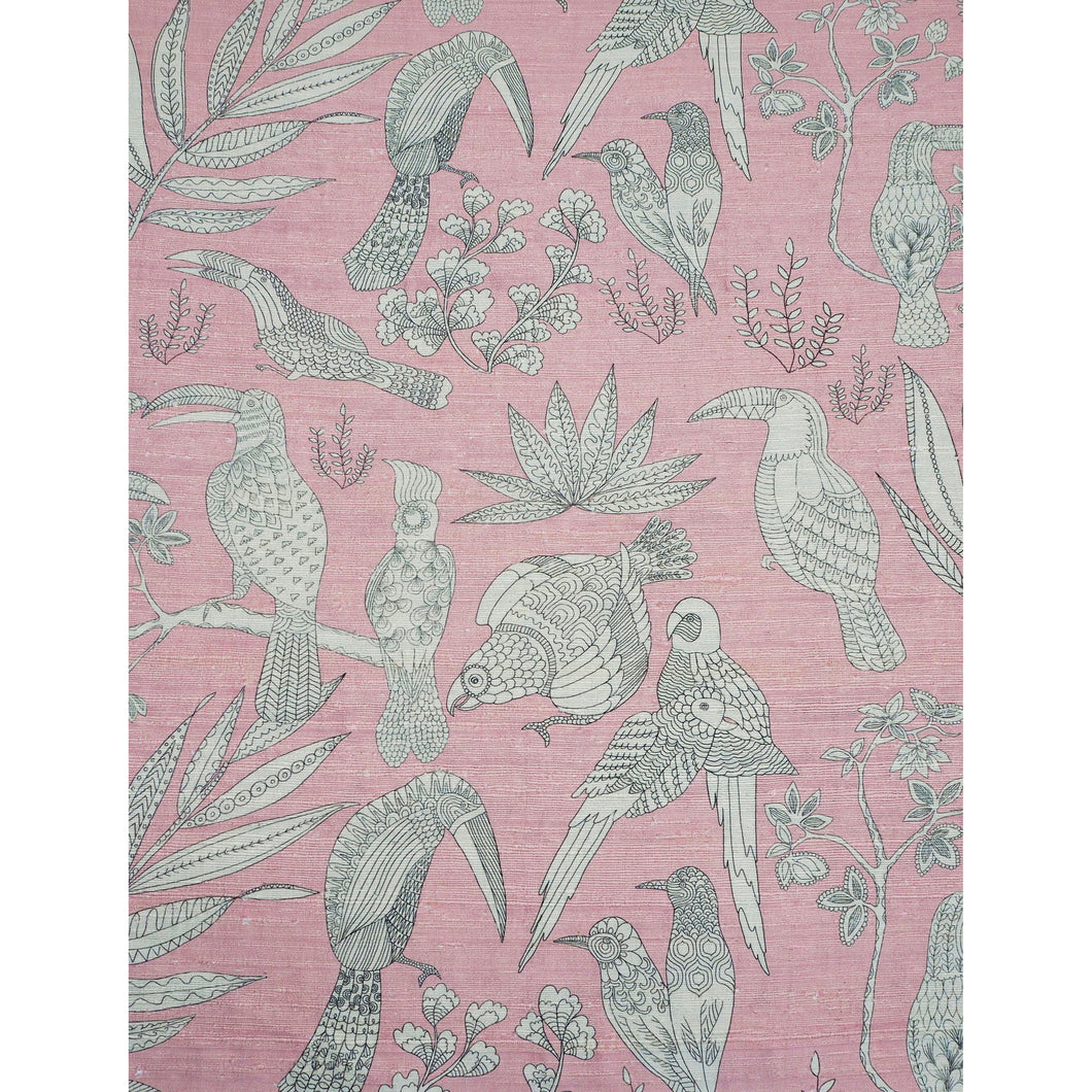 Brunschwig & Fils Silk Bird Fabric / Du Barry Pink