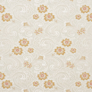 Essentials Jacquard Damask Upholstery Drapery Fabric Ivory / Coral