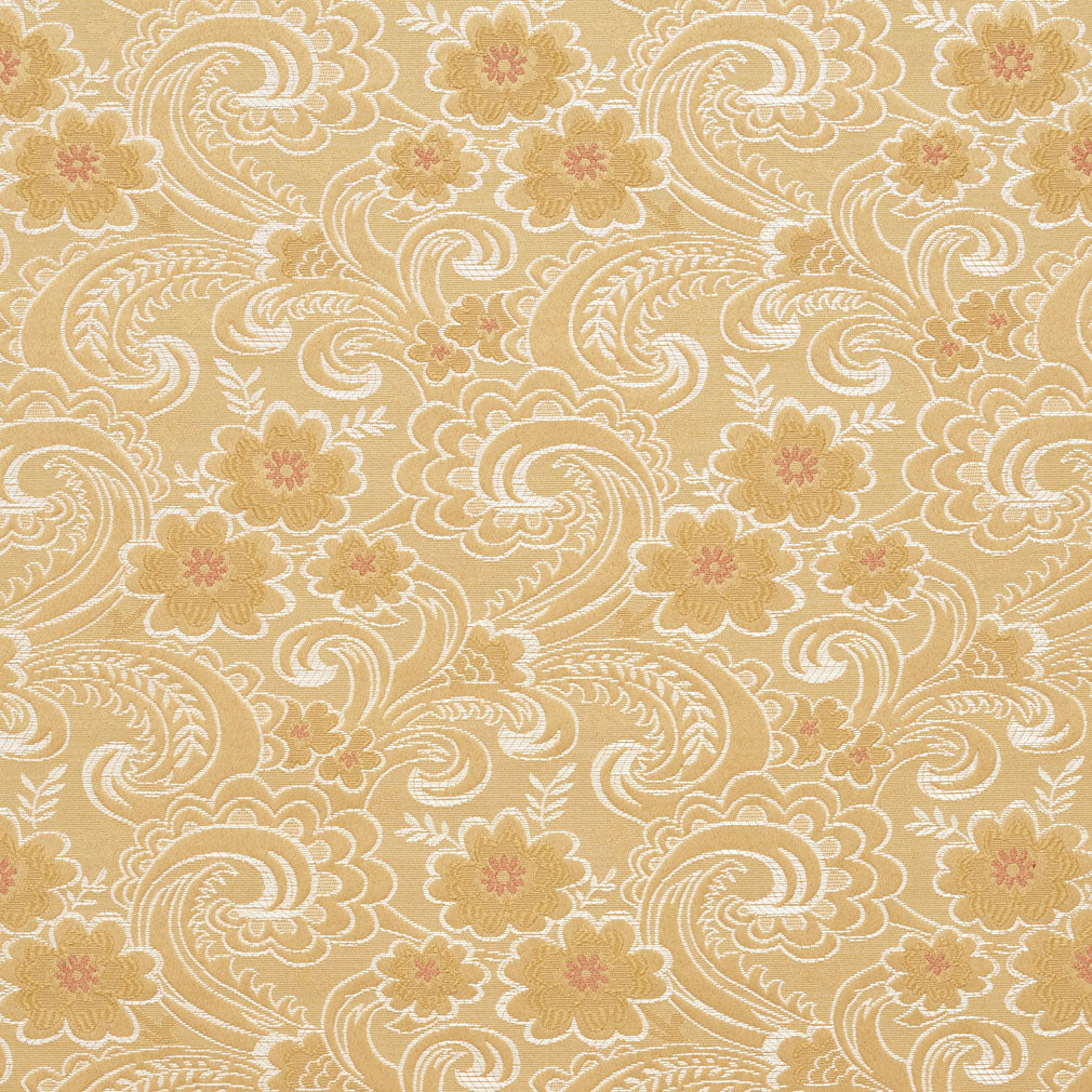 Essentials Jacquard Damask Upholstery Drapery Fabric Yellow / Gold