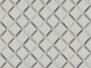 Silver Grey Ombre Geometric Embroidered Drapery Fabric