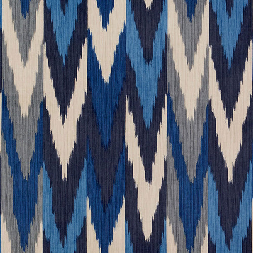 SCHUMACHER KASHGAR IKAT VELVET FABRIC 176100 / INDIGO & SLATE