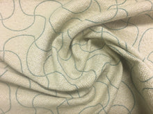 Load image into Gallery viewer, Kravet Moving Lines Glacier Teal Beige Cream Geometric Basket Weave Upholstery Fabric