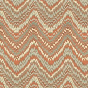 KRAVET Design 33441-1512 Flame Stitch Upholstery Fabric Coral Aqua