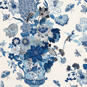 SCHUMACHER LANSDALE BOUQUET FABRIC / PORCELAIN