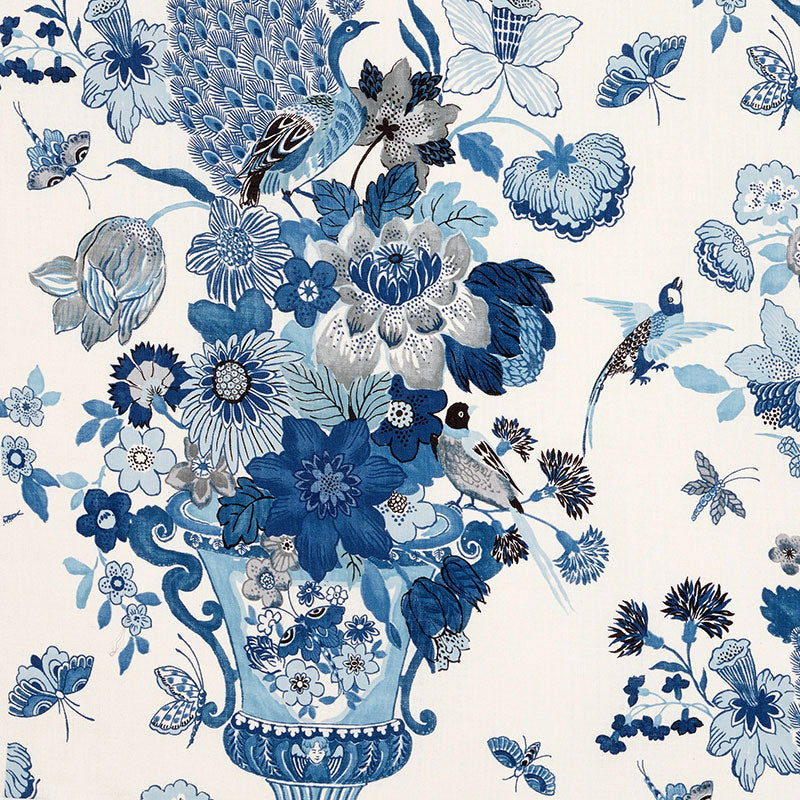 SCHUMACHER LANSDALE BOUQUET FABRIC / PORCELAIN
