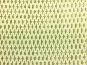Lime Green Ivory Diamond Geometric Pattern Contemporary Chenille Upholstery Fabric