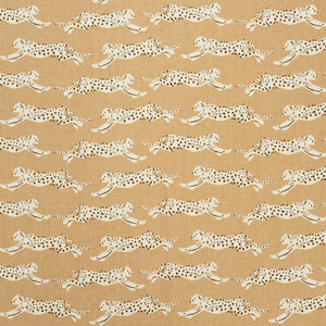 SCHUMACHER LEAPING LEOPARDS FABRIC / SAND