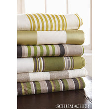 Load image into Gallery viewer, SCHUMACHER SUMMERVILLE LINEN STRIPE FABRIC / LIMEADE