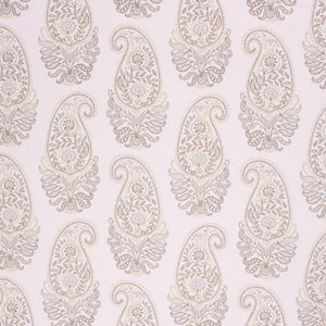 Embroidery Print Cotton Paisley Drapery Upholstery Fabric Ivory Lilac Silver / Linen RMIL1